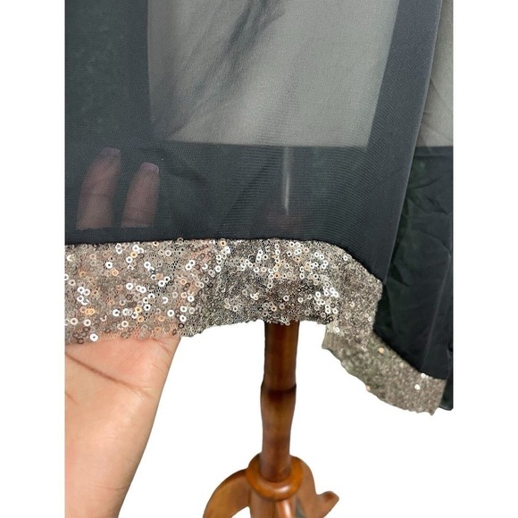 PEARL Black Sheer Tank Tunic Long with Gold Sequins Size Large NEW with TAGS - Picture 5 of 11